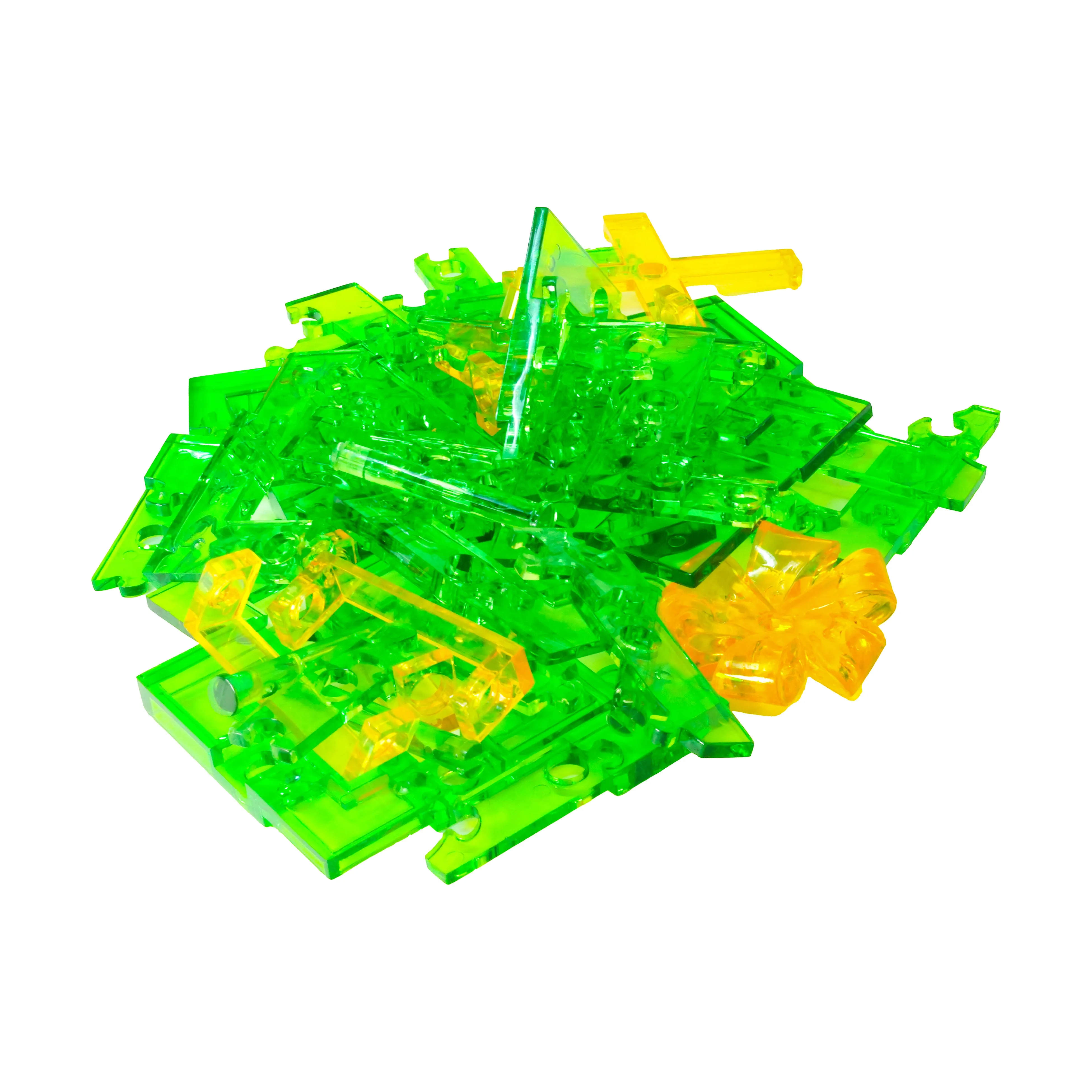 3D Crystal Puzzle - Gift Box (Green with Yellow Ribbon): 38 Pcs