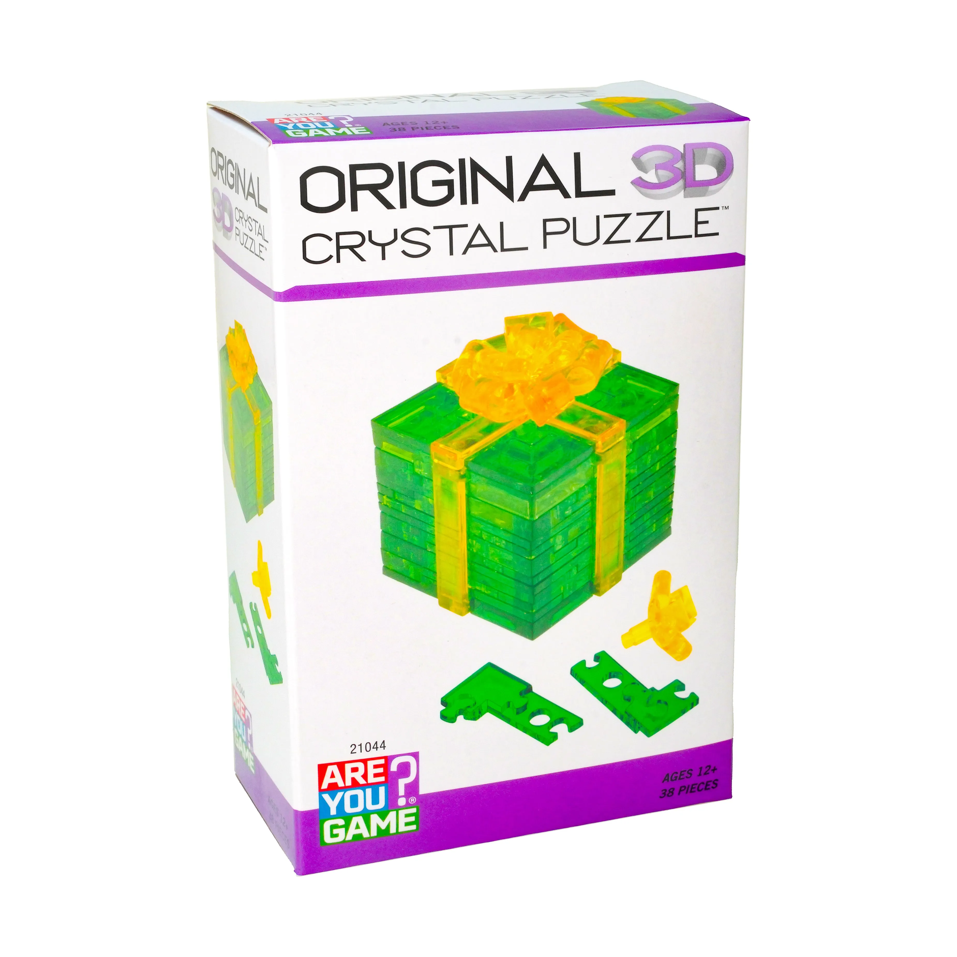 3D Crystal Puzzle - Gift Box (Green with Yellow Ribbon): 38 Pcs