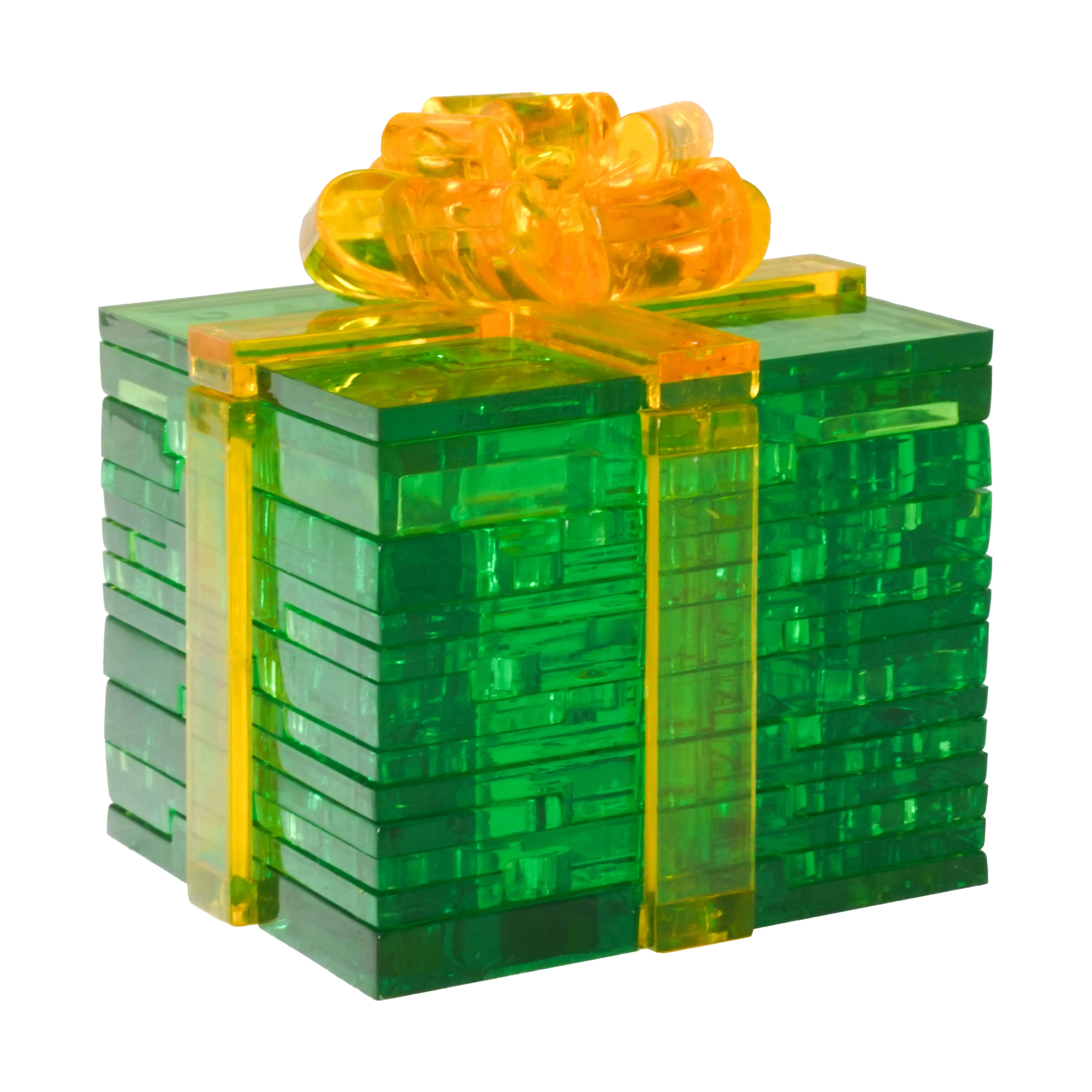 3D Crystal Puzzle - Gift Box (Green with Yellow Ribbon): 38 Pcs