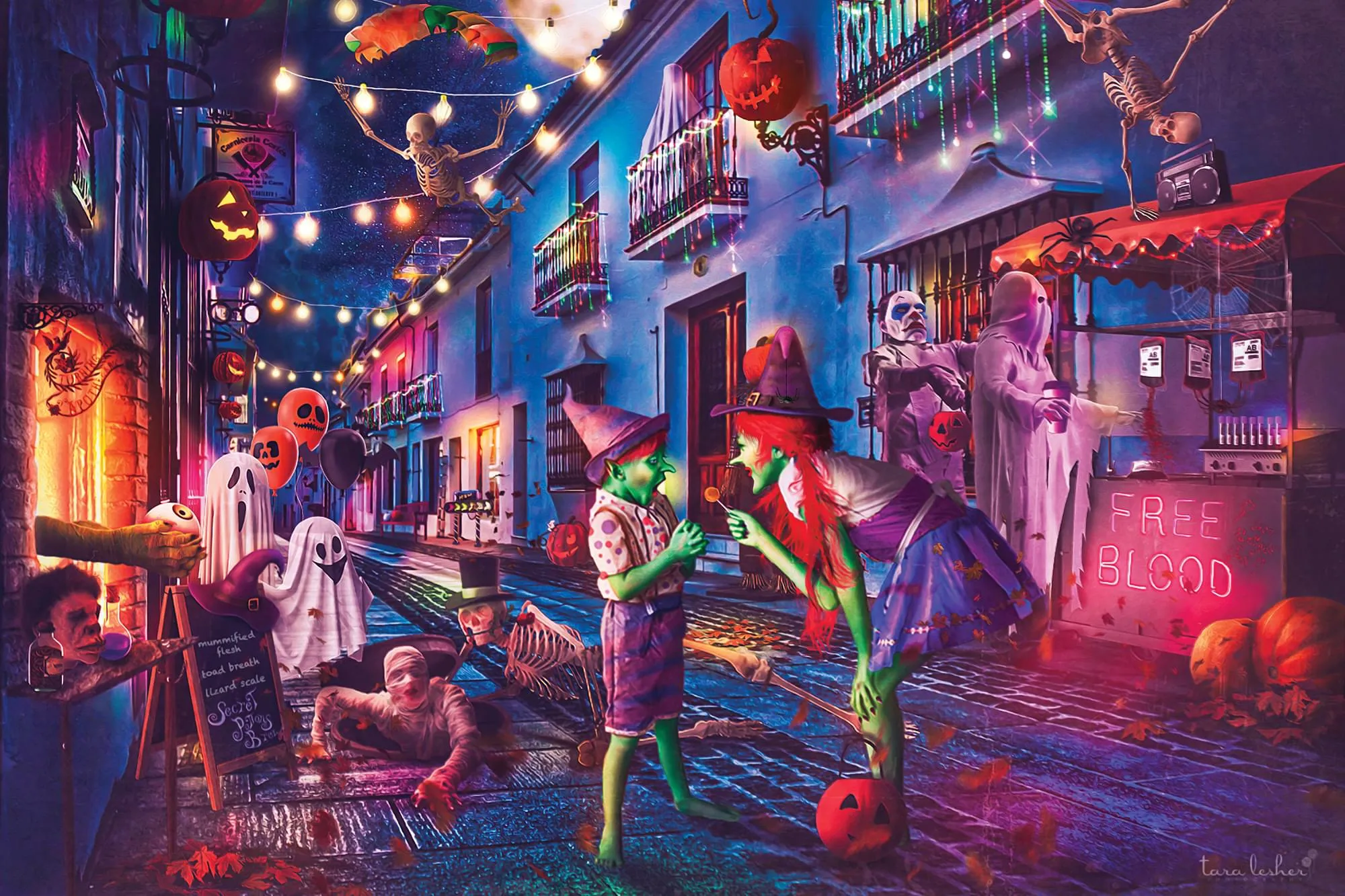 Boo Boulevard Halloween Puzzle By Tara Lesher | 1000 Piece Jigsaw Puzzle