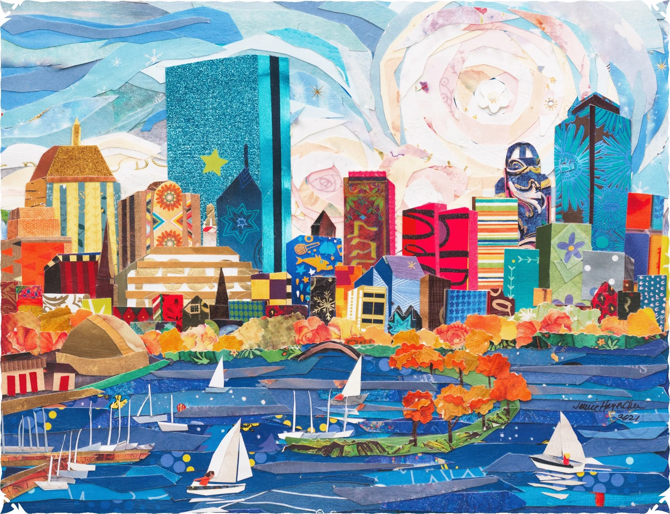 Boston Harbor (450 Piece Wooden Jigsaw Puzzle)