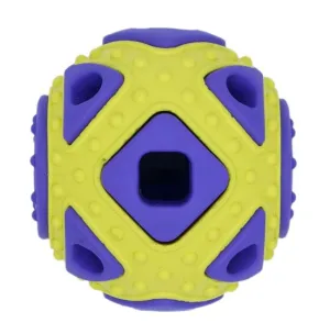 Bud'z Rubber Astro Ball - Squared Yellow Dog Toy (2.5)