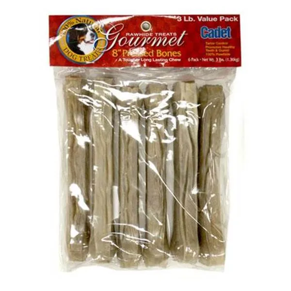 Cadet 6 pk 8" Pressed Rawhide Bones