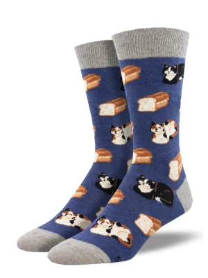 Cat Loaf (Denim) Men's Crew Socks