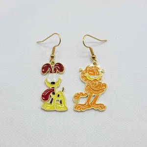 Comic Cat and Dog Earrings