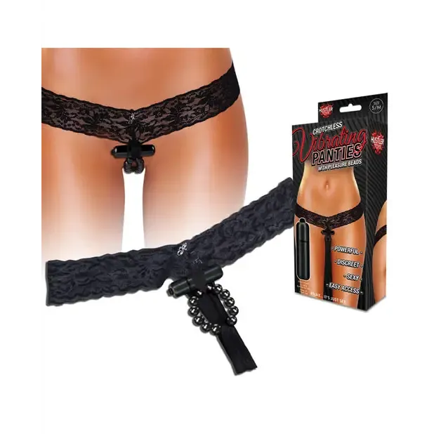 Crotchless Vibrating Panties with Pleasure Beads