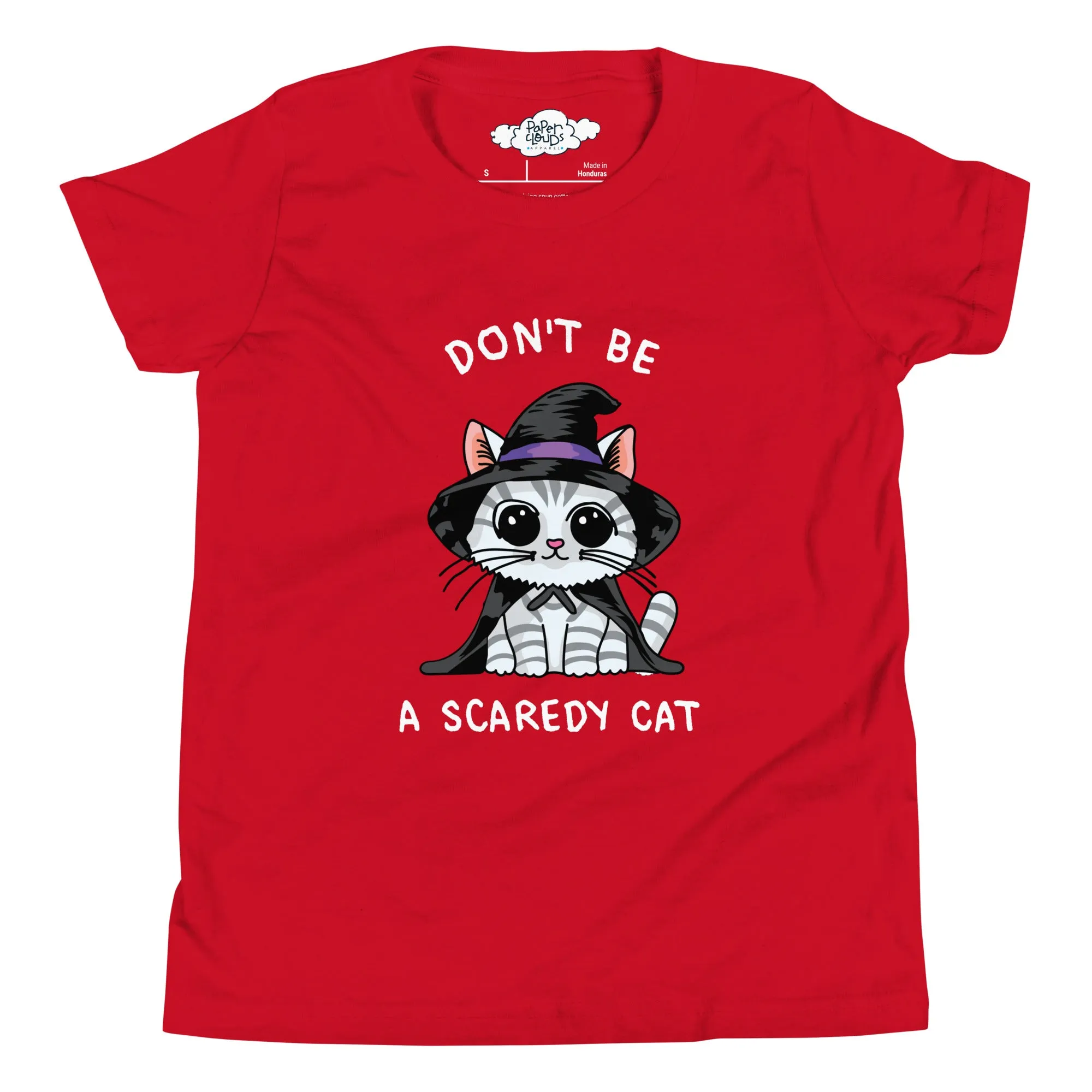 Don't Be A Scaredy Cat Witch Cat Youth Short Sleeve T-Shirt - Supporting Camp Kostopolus