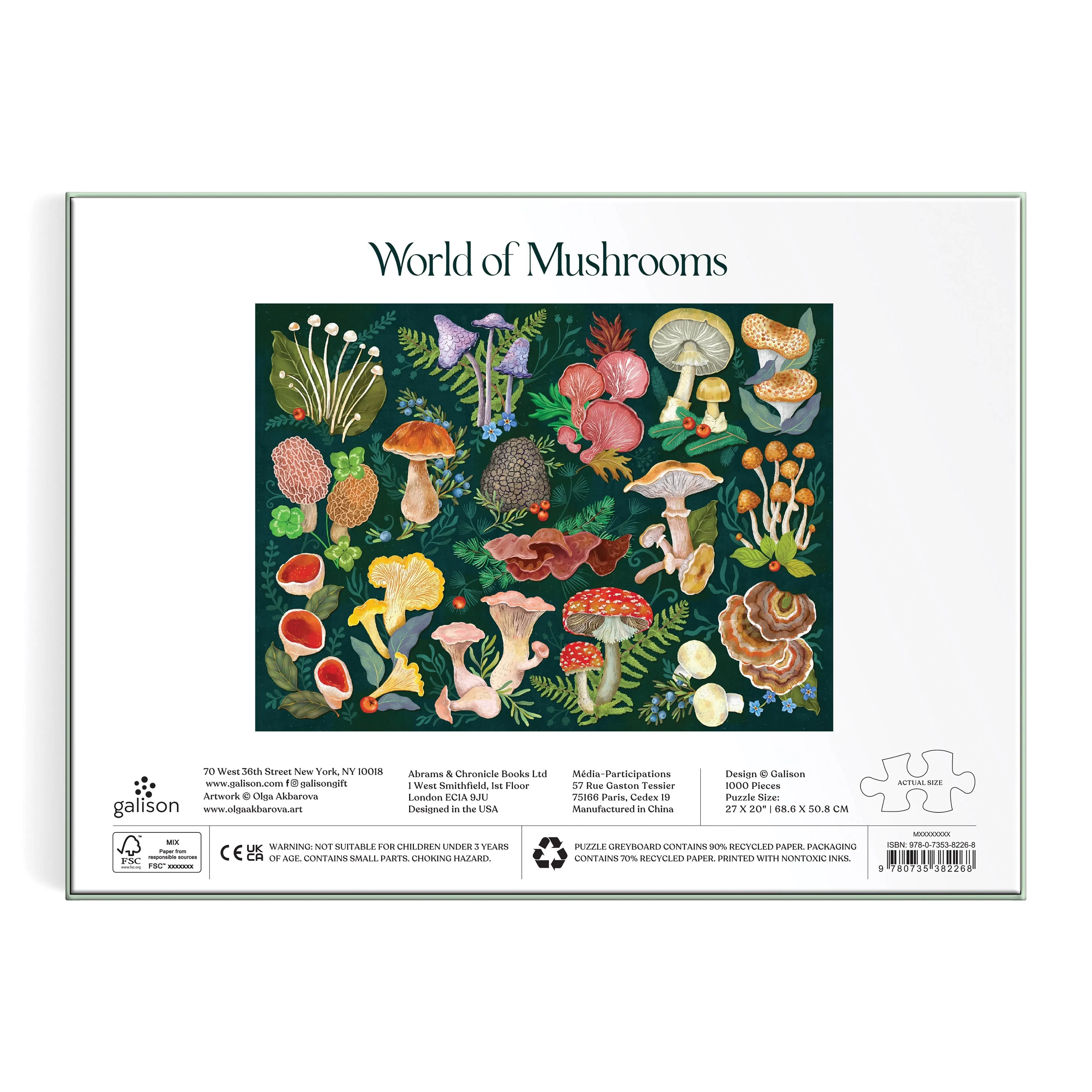 Galison World of Mushrooms Puzzle-1000pc Multi-Coloured