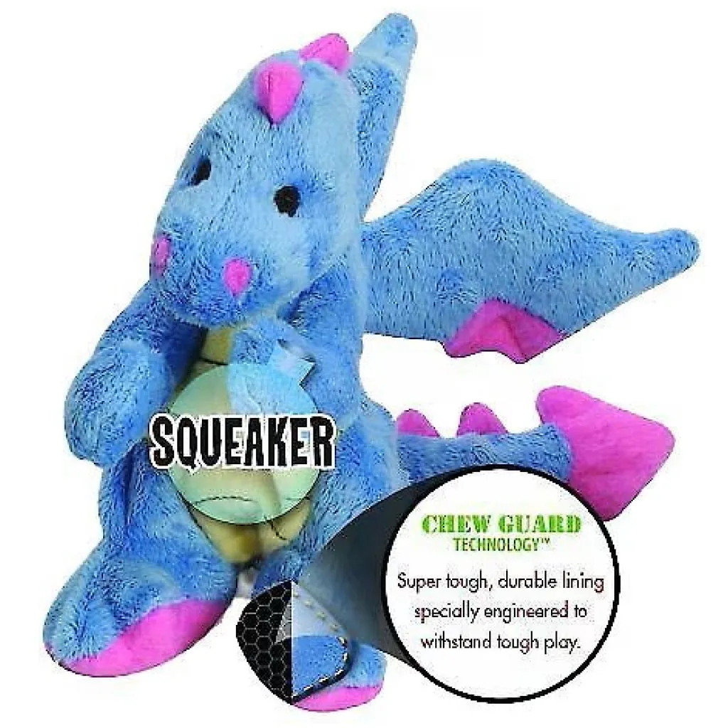 goDog Dragons with Chew Guard Technology Tough Plush Toy For Dogs, Periwinkle