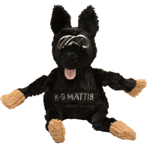 HuggleHounds HuggleCause Project K-9 Hero Durable Squeaky Plush Dog Toy, K-9 Mattis