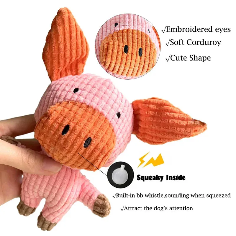 Interactive Plush Squeaky Dog Toy in Cow/Pig Shapes - Ideal for Small to Medium Pets