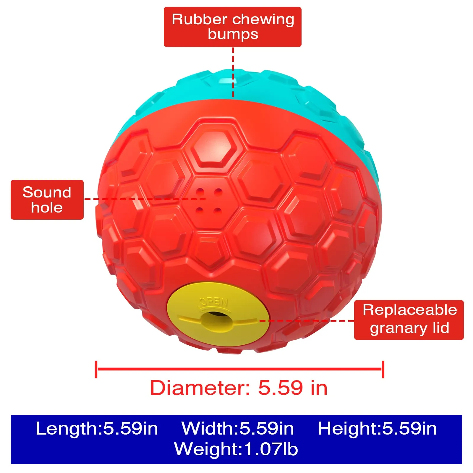 KADTC Dog Puzzles Balls-Adjustable Food Dispensing Treat Dispenser Feeding Puzzle Feeder Toy Wobble Wag Talking Giggle Squeaky Puppy Chew Rubber Ball for Small/Medium/Large Aggressive Chewers Dogs