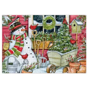 Lang Jigsaw Puzzle 1000 Pieces 29"X20" Snowman Winter Garden