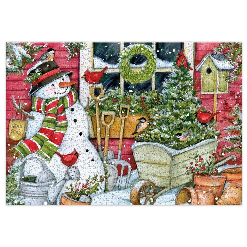 Lang Jigsaw Puzzle 1000 Pieces 29"X20" Snowman Winter Garden