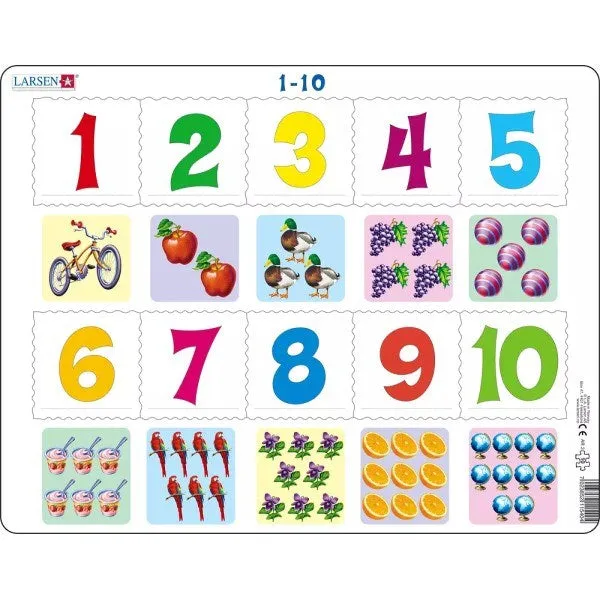 Larsen Maxi Puzzle Learn to Count: Numbers from 1-10 - 10 Pieces (36.5 x 28.5 cm)