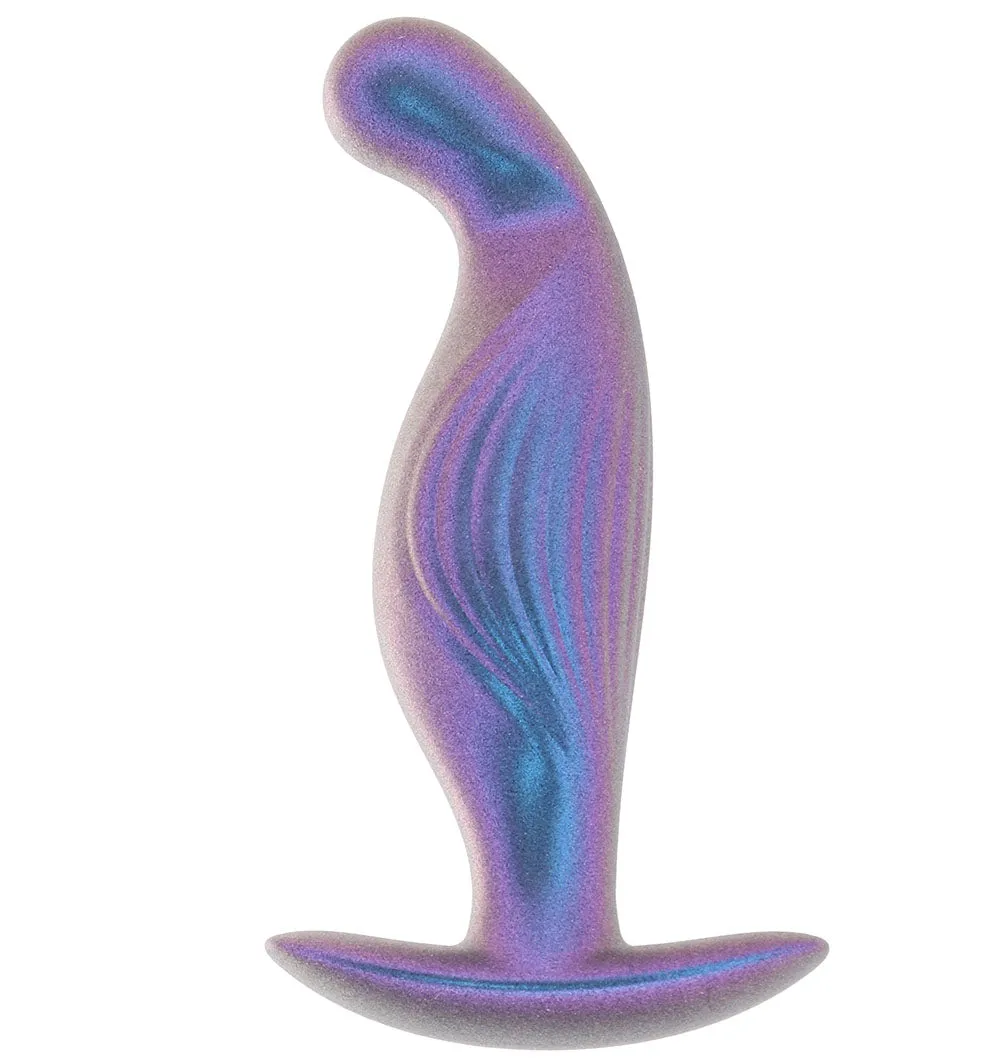 Ouch! Smooth Silicone P-Spot Butt Plug in Metallic Blue