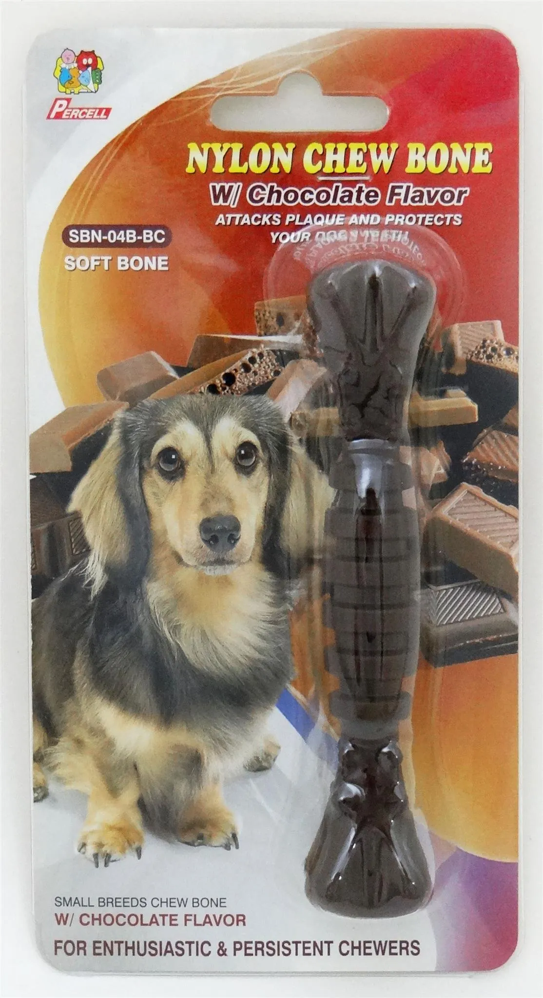 Percell Nylon Chew Bone Chocolate Flavor SBN-04B-BC