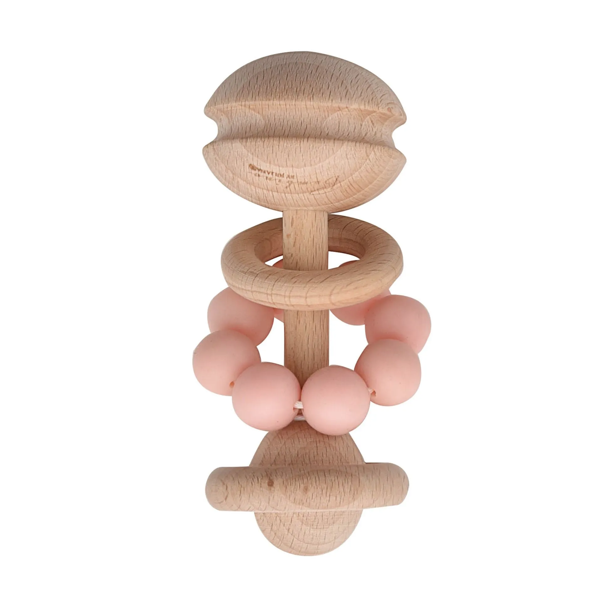 Pink Wooden Teething Rattle