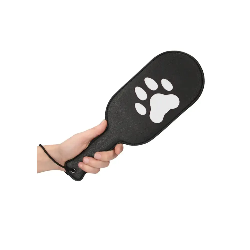 Shots Toys Leather Black Bondage Puppy Paw Paddle