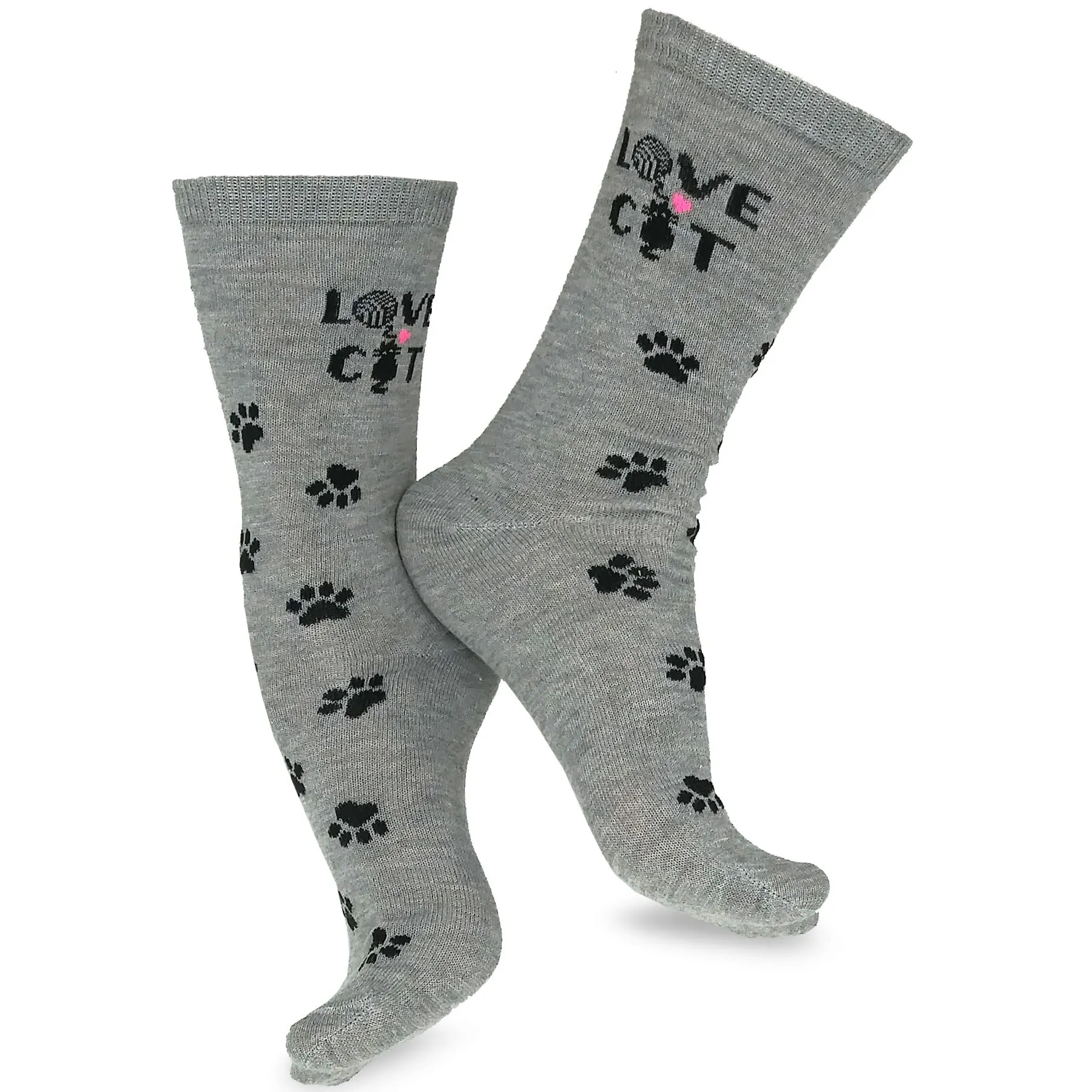 TeeHee Fun Dog and Cat Novelty Crew and Knee Hi Socks for Women and Men (N2116CAT)