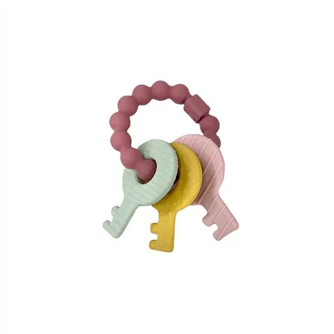 Three Hearts Key Teether Rattle - Mauve